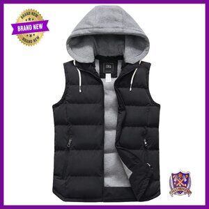 Women's Hooded Puffer Vest, Lightweight Winter Jacket with Removable Hood
